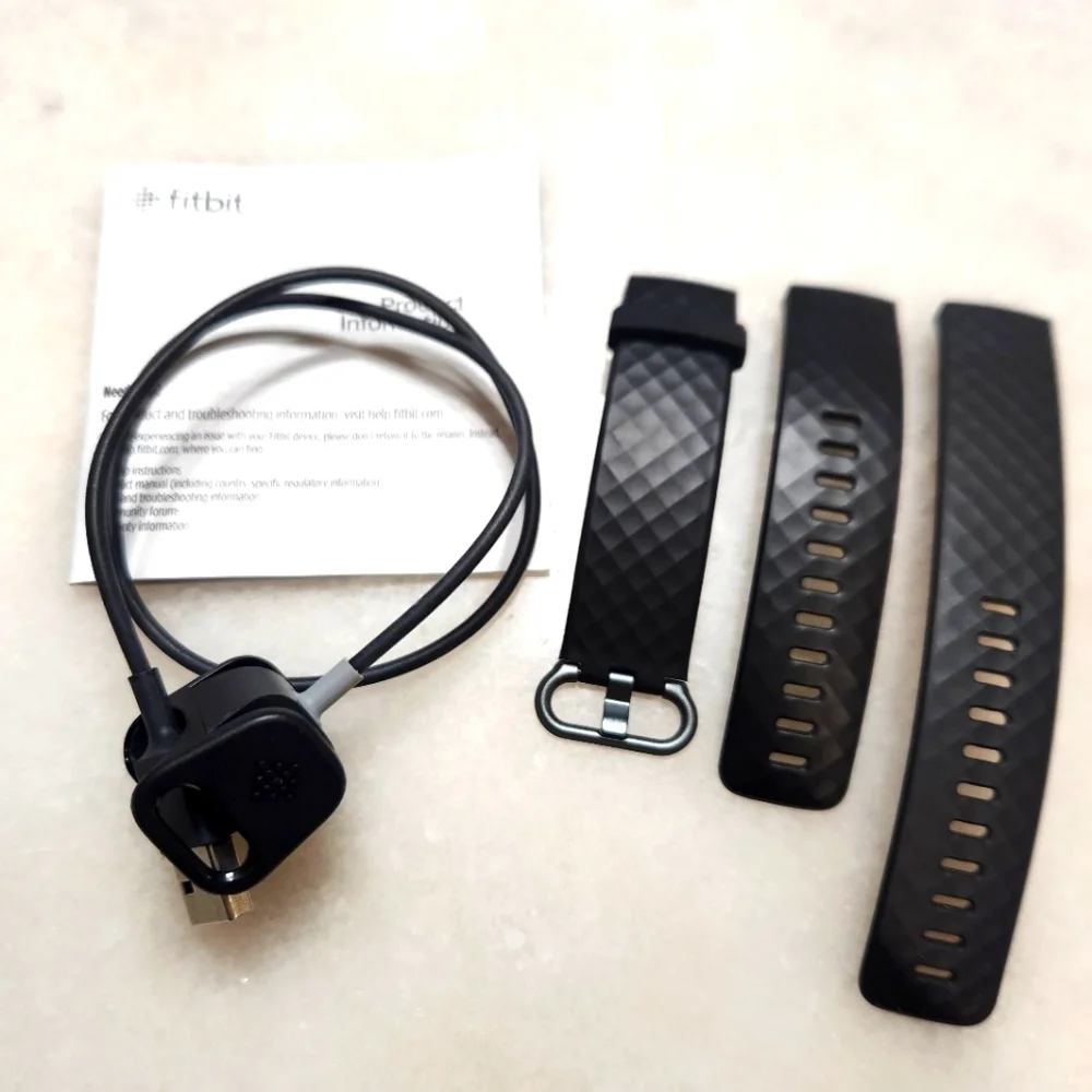 Fitbit Charge 4 Accessories Bundle Charger Charge Cable + Black Strap